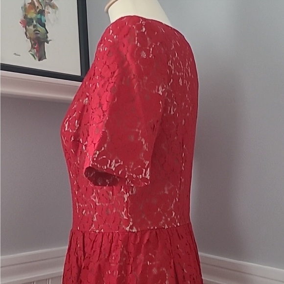 Adrianna Pappell Red Cocktal Party Midi Dress sz 10 - Picture 6 of 6